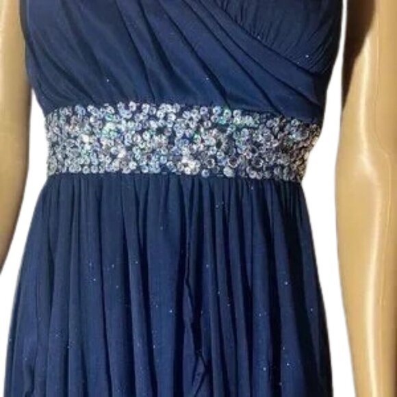 Sequin Hearts High Low Strapless Sequins Waist Navy Prom Homecoming Dress Size 5 - Picture 2 of 6